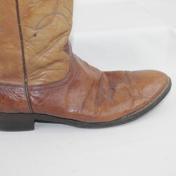 Justin #3021 Cognac Smooth Ostrich Cowboy Western Boots Men\'s Size 9 D 9D main image 11
